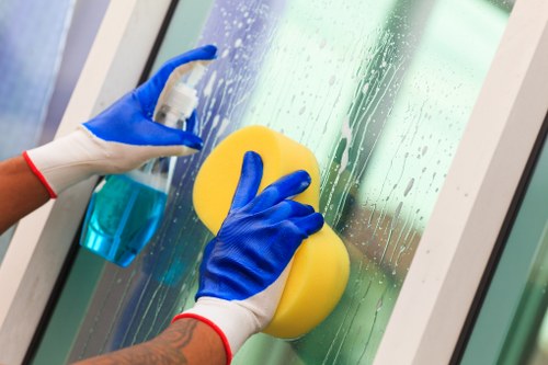 Professional carpet cleaner managing hoses and electrical equipment safely